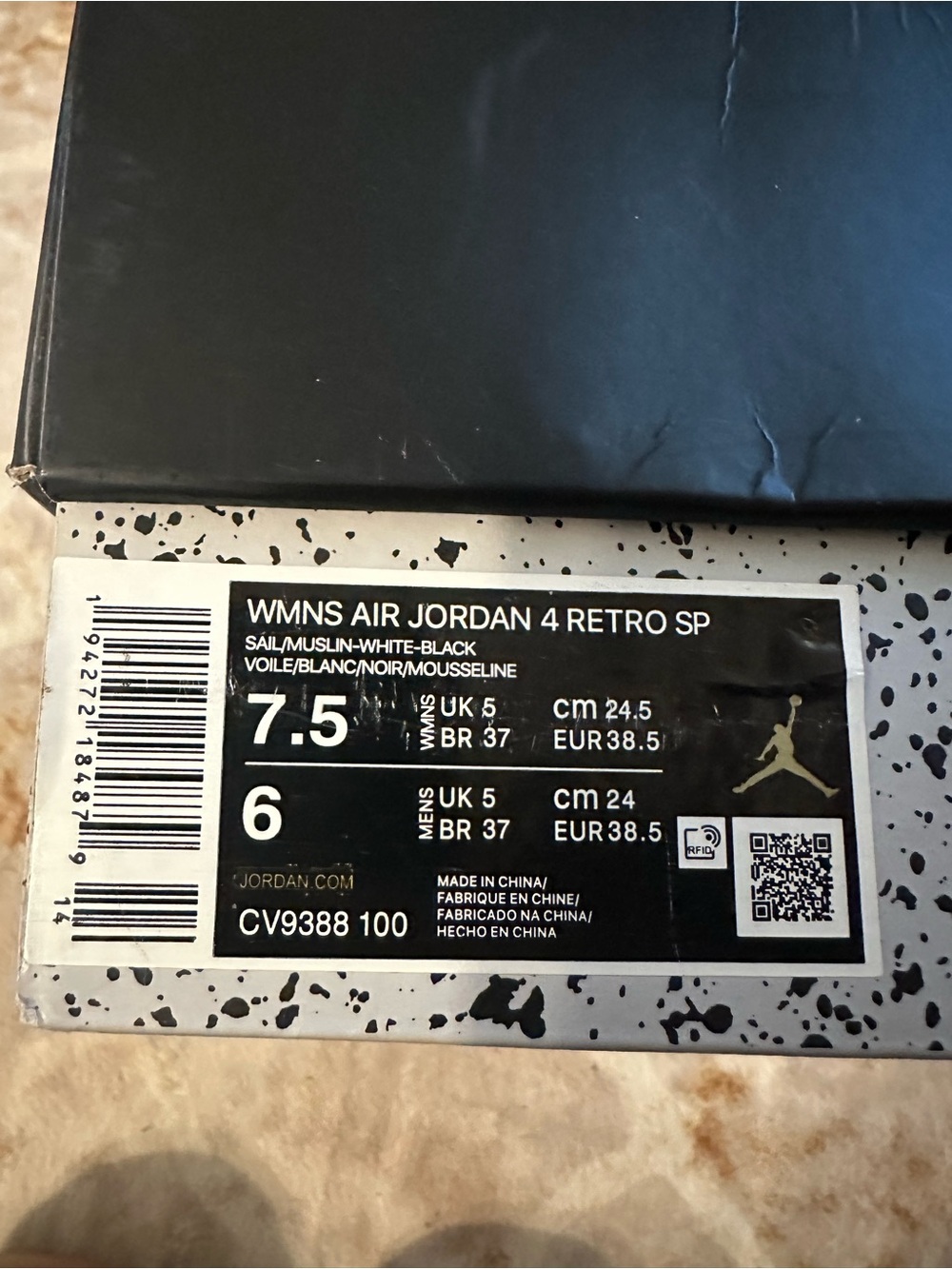 Off-White x Air Jordan 4 Retro SP Sail Women’s 7.5 CV9388-100 w/ Box/Extra Laces - Picture 9 of 10